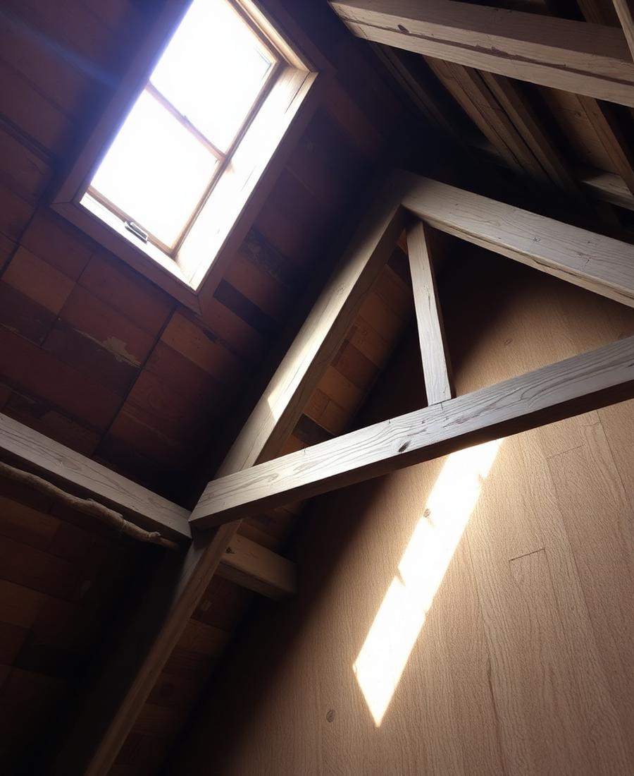 Alter Dachstuhl mit Holzbalken